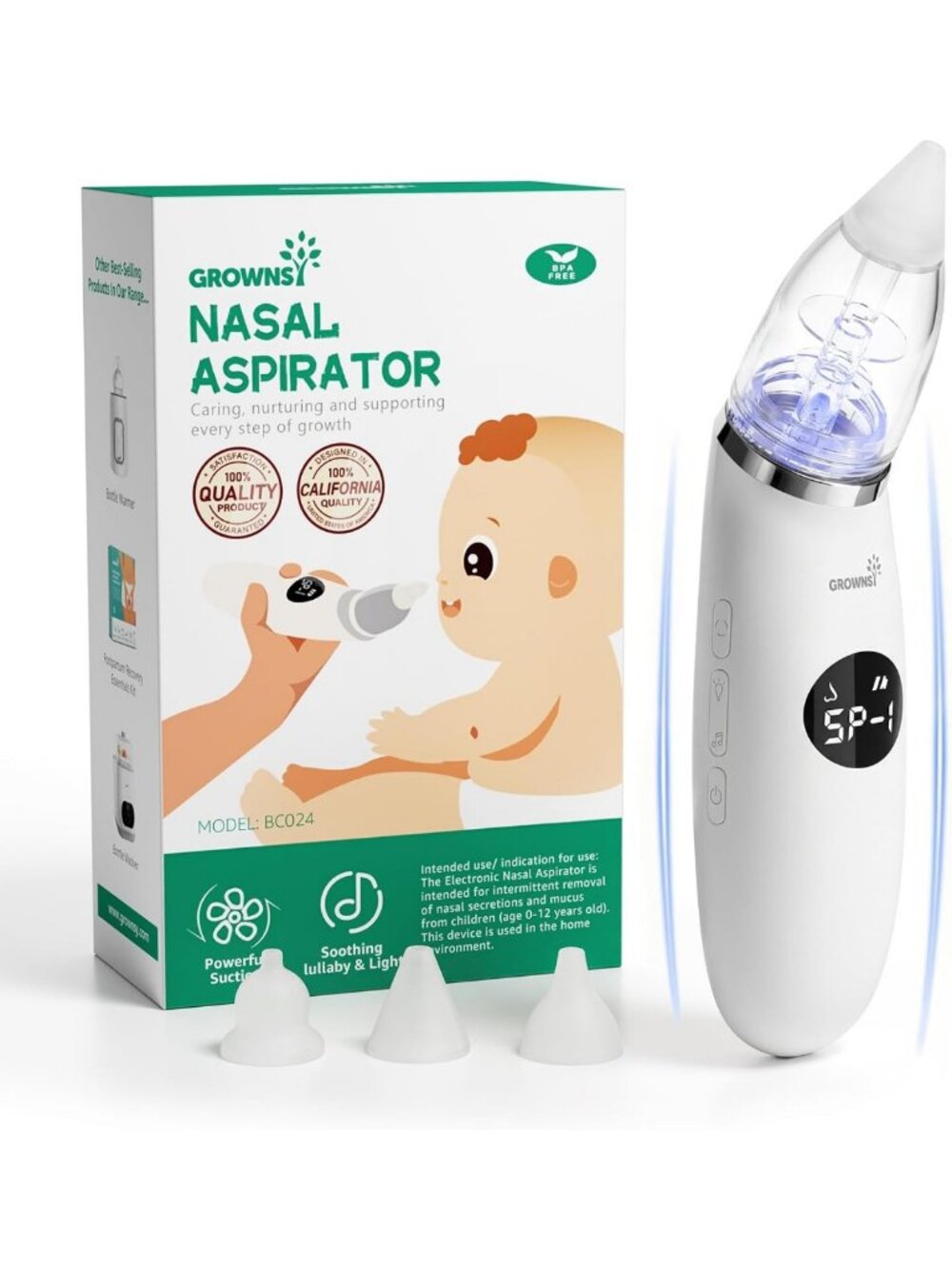Ergonomic Baby Nasal Aspirator with Music & Light - Safe, Gentle Nose Sucker